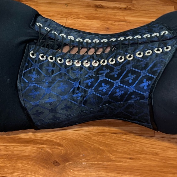 Vintage Black&red corset blue & black corset floral print reversible 2in1 XXS-XS - Picture 6 of 6